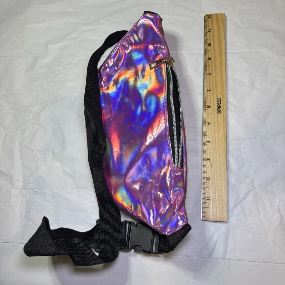 Stemscopes Fanny Pack Holographic Purple Outdoor Travel Hiking Vintage Retro 80s